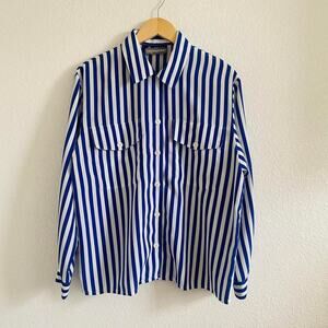 Navy Blue Stripe Button Up